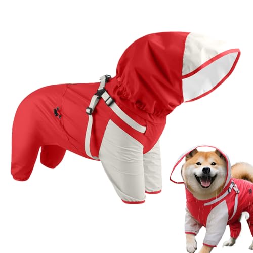 Veste de Pluie pour Chiens | Poncho imperméable à Capuche pour Chiots,Vêtements Imperméables Ajustables Réfléchissants pour Chiens Taille M à XL