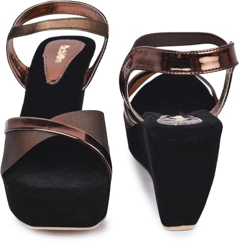 Image of Action Women's Suede Platform Sandals| Stiletto Heel| Open Toe with Ankle Strap