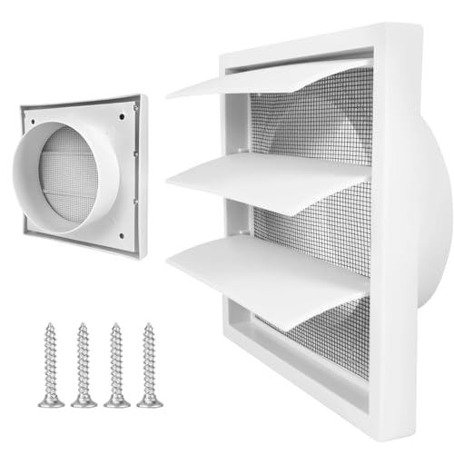 Lüftungsgitter 100mm Lüftungsgitter Verschließbar mit Insektenschutzgitter Abluftgitter Weiß für Außenwandmontage von Lüftungsanlagen Rechteckiges Lüftungsgitter mit Standarda