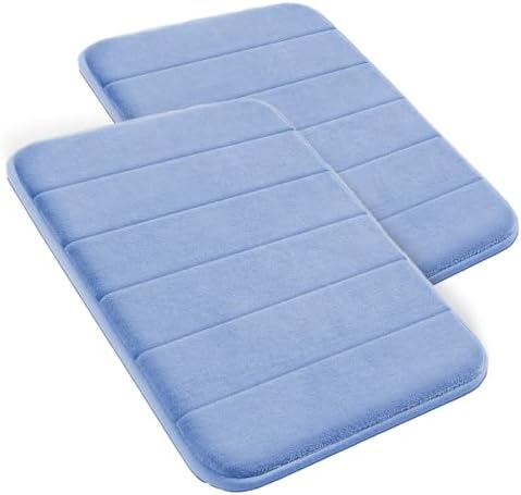 Decolab Tapete Antiderrapante Banheiro Super Soft | Kit Tapete Banheiro Box ou Banheira Completo | Jogo Tapetes Para Banheiro Multiuso Decoração Quarto (Azul, 2 Peças)