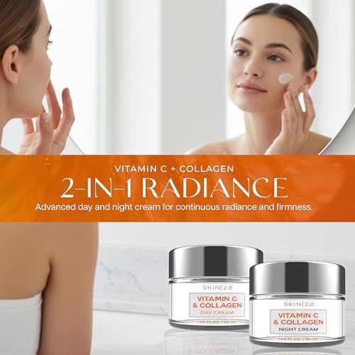 Vitamin C & Collagen Face Moisturizer – Anti Aging Day & Night Cream for Smooth & Radiant Skin, Firms & Restores Dull Complexion – Dermatologist Tested, Korean Skin Care Set, Vegan – Duo Pack - Image 3