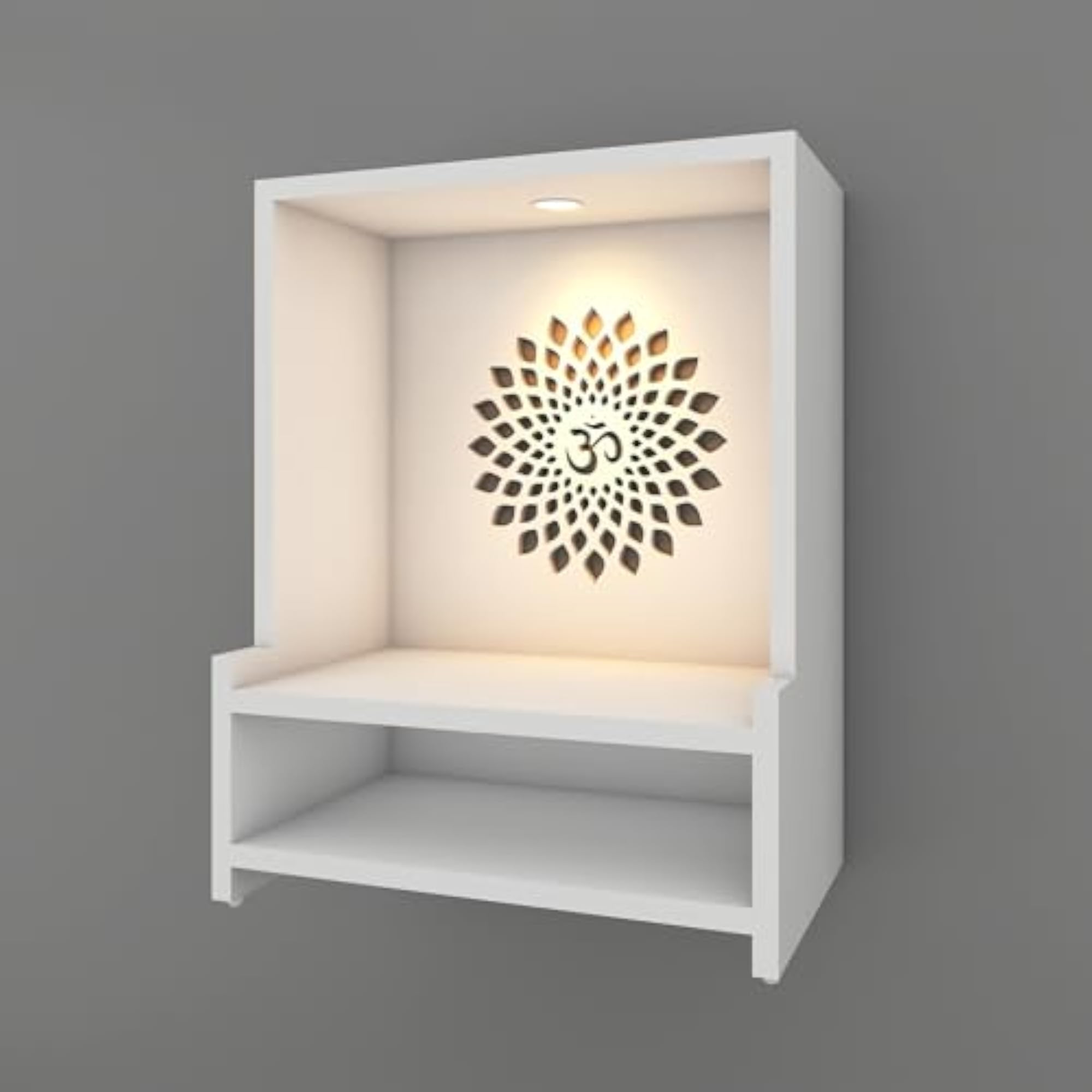 Godly LED Light OM Wall Temple Mandir for Home Puja