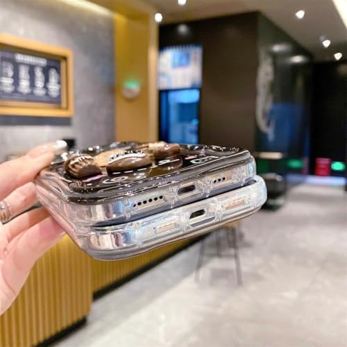 Image of for Samsung Galaxy S24 FE 5G 3D Cartoon Cute Hunny Coffee Bear and Donut Soft Case with Soft Silicone Design Case for Women Girls Back Cover for Samsung Galaxy S24 FE 5G (White)