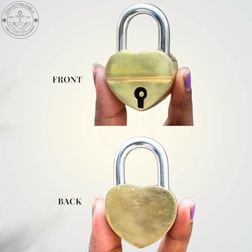 Image of Vintage Heart Shape Mini Brass Padlock with Keys Anti-Theft Decorative Lock for Bag, Travel Suitcase, Jewelry Box, Treasure Chest & Home Storage