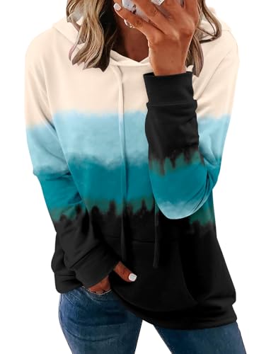 onlypuff Trendy Hoodies for Women Tie Dye Hooded Sweatshirts Ombre