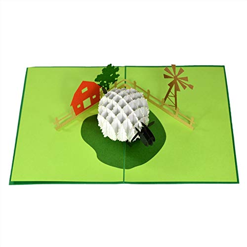 Image of Rykamia Pop Up Sheep Birthday Card, 6x7.8 in, Blank Envelope Included, Suitable for Any Occasion