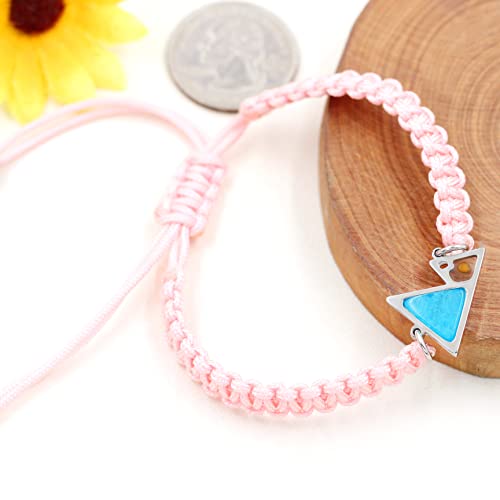 Image of Uloveido Handmade Braided Rope Bracelets with Blue Triangle Mountain Mustard Seed Charm Unisex Mountain Bracelet