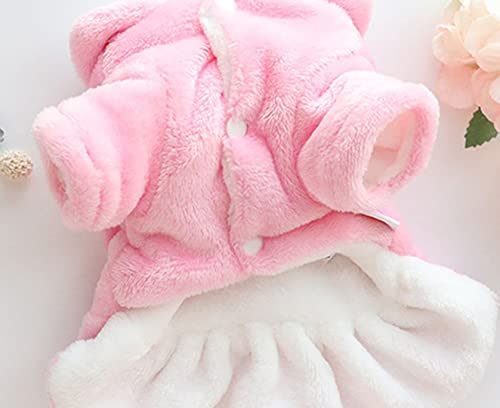 Chezabbey Fluffy Faux Fur Small Dog Hoodie Dress Thermal Skirt Warm Dog Sherpa Jacket Soft Fleece Pet Girl Doggie Coat Adorable Puppy Sweater Cat Winter Clothes Thick Kitten Sweatshirt Apparel #TOP2