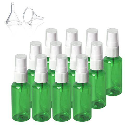 Topsky 12 flacons pulvérisateurs en plastique vides de 30 ml, il a une fonction d'atomisation et un effet anti-ultraviolet, pour huiles essentielles, parfums, plus solides (vert) Cover