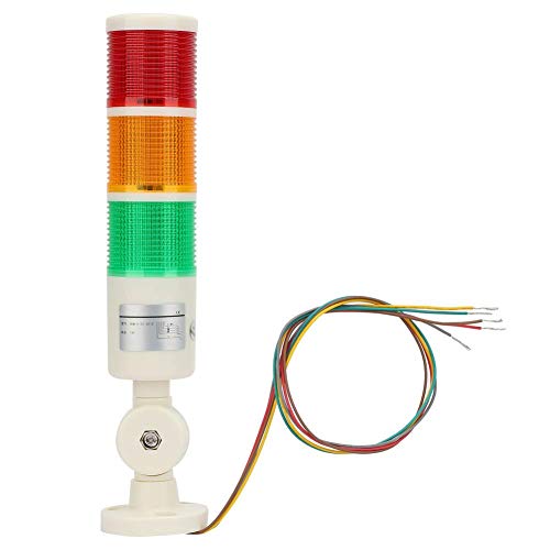 Luz de torre de señalización LED, luz de torre de seguridad de columna con base giratoria, luz de advertencia industrial DC 24V de 3 capas con alarma de timbre