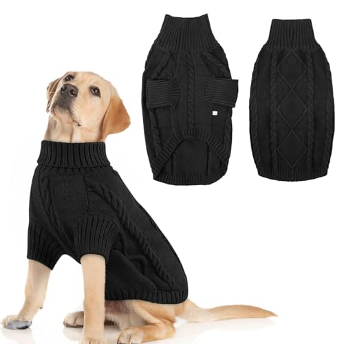 Mayoii Warm Hundepullover, Pullover Hund, Hundepullover Kleine Hunde, Rollkragenpullover Hundepullovers Grosse Hunde, Hundepullovers Fleece Mittelgroße (Schwarz, 2XL)