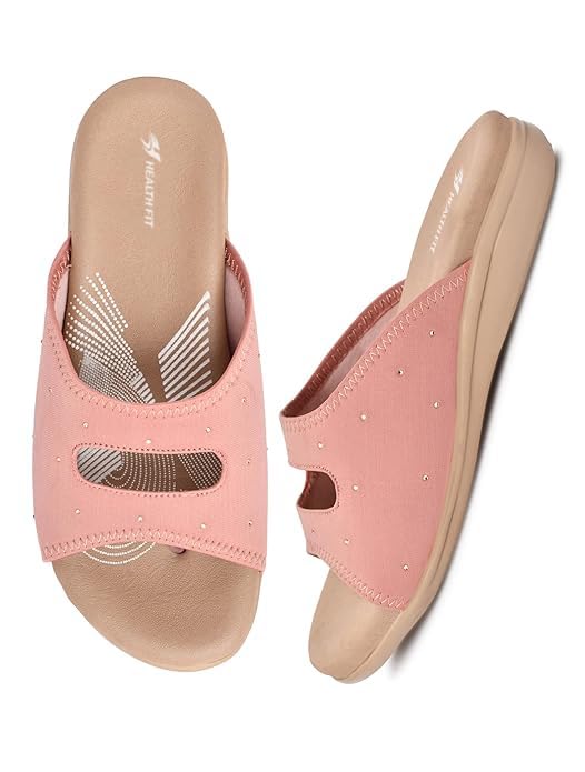 Image of HEALTH FIT EXTRA SOFT Women's Comfortable Memory Foam Doctor Slippers /Flip-Flops|Fashionable Casual & Stylish|Lightweight & Breathable|Outdoor Synthetic Casual Chappals Sandals Ladies & Girls HF25