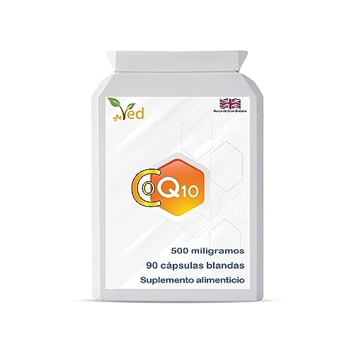 Ved Coenzima Q10 500 mg 90 cápsulas lisas para a função normal do coração, homens e mulheres adultos,