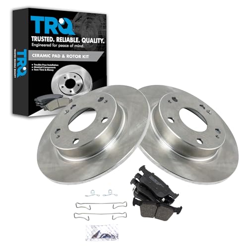 Image of TRQ Rear Ceramic Brake Pad and Rotor Set | For 17-22 Honda Civic L4 1.5L 17-22 2.0L 10.24 in. 260mm Rear Brake Rotor Diameter Models