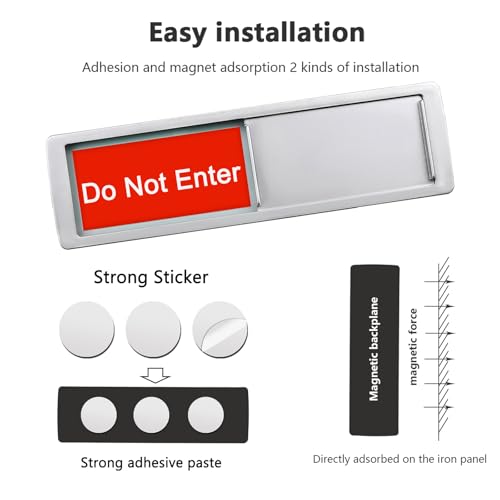 Image of Do Not Enter Available Door Sign for Home Office Restroom Conference Hotels Hospital, Vacant Occupied Slider Door Indicator Tells Whether Room Vacant or In Use, 7'' x 2'' - Silver
