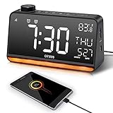 【Alarmas duales personalizadas y botón de repetición elevado grande】 Cada alarma se puede configurar para el modo de día de la semana / fin de semana / todos los 7 días por separado. Programe fácilmente sus diferentes horas de despertar, especialmente para los que duermen mucho, y asegúrese de despertarlos con el volumen de alarma más alto. El gran botón de repetición está diseñado para apagar la alarma cómodamente al dormir 9 minutos adicionales.