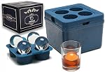 Clear Ice Ball Maker Tray - 2 Inch Ice Cube Maker Mold,4 Cavity Large Clear Ice Ball Silicone Tray, Crystal Clear Ice Sphere Maker Mold for Whiskey and Cocktail