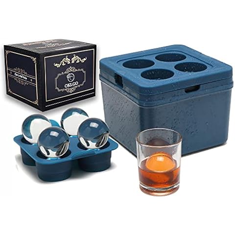 Clear Ice Ball Maker Tray - 2 Inch Ice Cube Maker Mold,4 Cavity Large Clear Ice Ball Silicone Tray, Crystal Clear Ice Sphere Maker Mold for Whiskey and Cocktail Cover