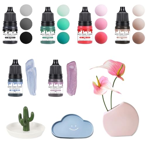 Hyleara 6 STK Farbe für Gießpulver Gießpulver Farbe Farbpigmente Gießpulver Flüssig Pigment auf Wasserbasis für Betonfarbe Gips Zementfarbe Keramik -je 5ml