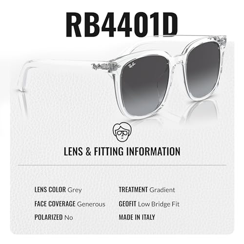 Image of Ray-Ban RB4401D Square Shaped Sunglasses for Men & Women with Official RAYBAN Eyewear Kit