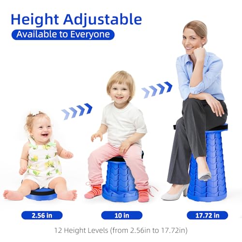 Image of Qiguet Collapsible Stool, Folding Chair - Upgraded Portable Chair with Load Capacity 400lbs, Portable Stool for Camping Fishing Hiking - Folding Stool with Carrying Strap,Gifts for Fisherman(All Blue)