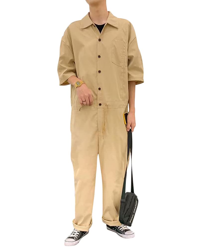 Hombre Mono Manga Corta Pantalone de Monos Overalls Ropa de Trabajo Casual Onesie Jumsuit de Una Pieza Regular Fit Mono Moda Color Sólido Mono Cómodo para Hombre