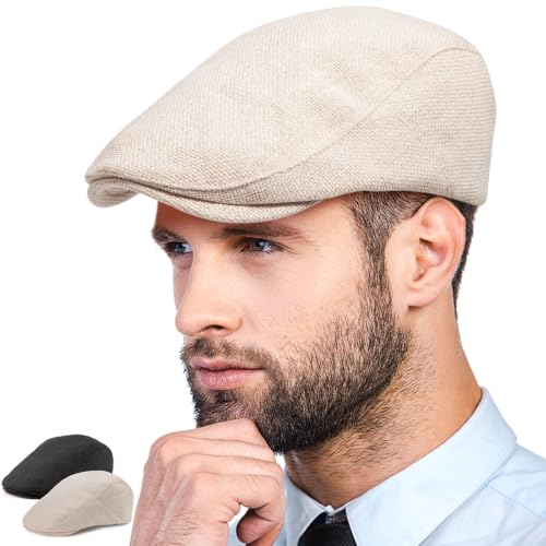 Image of LADYBRO 2-Pack Unisex Flat Cap Newsboy Hats for Men Women Casual Adjustable | Breathable Soft Comfy for Daily Outdoor Wear, Hunting, Fishing, Driving, Fit for 22-23.2 in