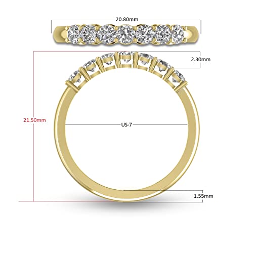 TimeLess Classics Women's 1/2-1 Carat TW Seven Stone Natural Diamond Band in 14K White and Yellow Gold - Band For Engagement, Wedding, Anniversary3