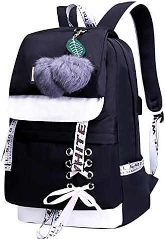 Mädchen Schulrucksack Für Middle School – Laptopfach Für 15,6 Zoll, Wasserfest – Schwarz, Praktisch