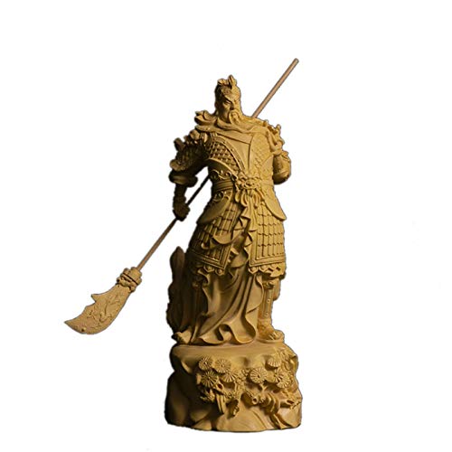 Guan Gong statue Feng Shui de 16cm en bois pour harmoniser votre bureau à domicile