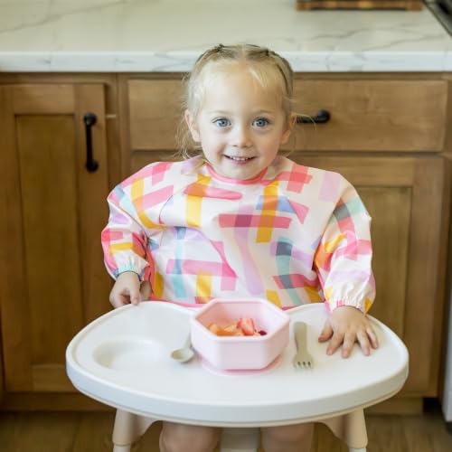 Image of Tiny Twinkle Long Sleeve Bib for Babies&Toddlers|2-Pack Waterproof Smock Bib for Eating|Machine Washable&Mess-Proof Feeding Essentials|Newborn Shower Gift(Daisies,Playful,6-24M)