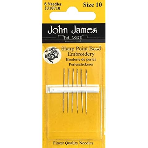 John James Embroidery Needles SZ SHRT, Size 10 Short 6/Pkg, One Cover