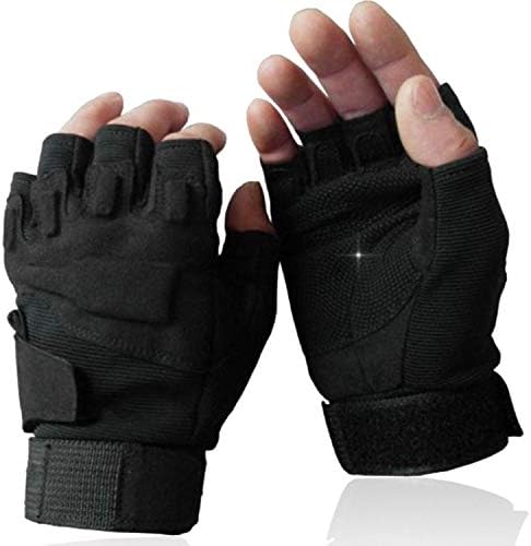 OMGAI Men's Special Half Finger Light Gloves Motorcycle Riding Cycling Gloves Outdoor Sports Camping Hiking Cross Country Fingerless Gloves(Black,XL)