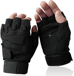 OMGAI Men's Special Half Finger Light Gloves Motorcycle Riding Cycling Gloves Outdoor Sports Camping Hiking Cross Country Fingerless Gloves(Black,XL)