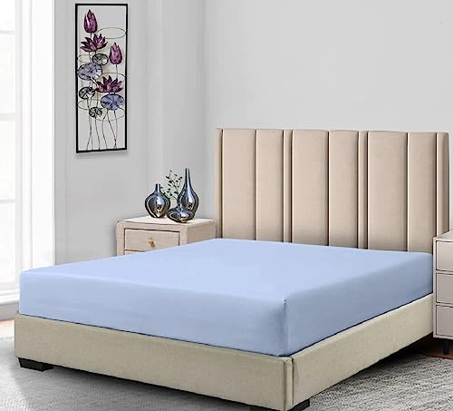 Sábana bajera ajustable de satén de algodón de perfil bajo (7 a 10 pulgadas), tamaño individual XL, color azul, ropa de cama fabricada en Estados Unidos