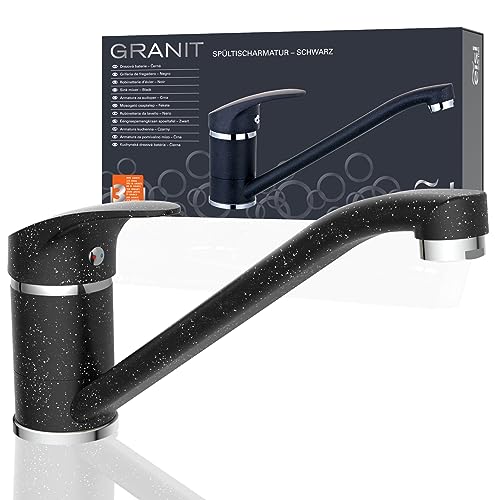 EISL NI182SMCR Robinet de cuisine pivotant à 360° Idéal pour évier double mitigeur monocommande Noir granit