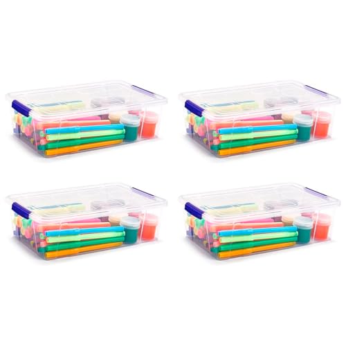 AC - Pack de 4 Cajas de Almacenamiento Transparentes de plástico - Contenedor para almacenaje - Fabricado en España - 7,5 x 25,5 x 16,8 cm - 2 litros