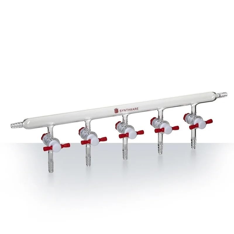 Lab Vacuum gas distributor with single row pipe, VACCUM MANIFOLD, PTFE STOPCOCKS, Borosilicate glass, M49(M490044)