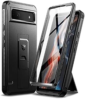 Dexnor for Google Pixel 6A 5G Case, [Built in Screen Protector and Kickstand] Heavy Duty Military Grade Protection Shockproof Protective Cover for Samsung Google Pixel 6A 5G - Black