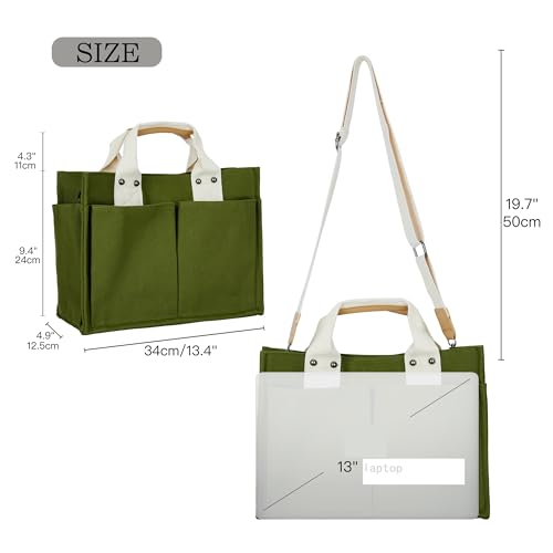 Simple and Fashionable Multi Pocket Canvas Tote Bags for Women2