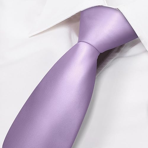 Image of Men's Classic Satin 3.15 inch Soild Color Necktie Wedding Business Tie & Gift Box