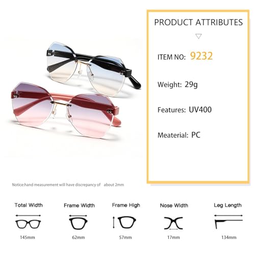 Polygon Rimless Men Sunglasses Women Fashion Pink Irregular Ocean Glass2