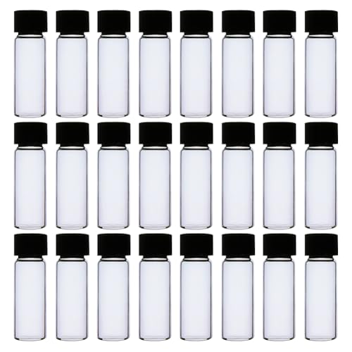 FSSTUD 20 Pcs 4ml Clear Glass Lab Vials Small Liquid Sample Vials Essential Oil Sample Vials Small Anointing Oil Bottles with Screw Caps for Seeds Reagent