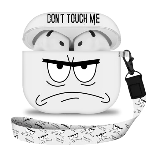 Image of for Apple Airpods 4th Generation Case Covers(2024),Don't Touch Me for Airpods 4 Cover with Keychain /Lanyard Soft Cute Shockproof Cover for Women Men Compatible AirPod 4 Case,White