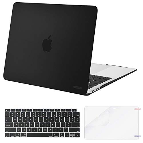 MOSISO MacBook Air 13 inch Case 2020 2019 2018 Release A2179 A1932, Corner Protective Plastic Hard Shell&Keyboard Cover&Screen Protector Compatible with MacBook Air 13 inch Retina Display, Black