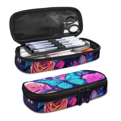 Image of Butterfly Pen Pencil Case Large Capacity Pen Bag for Teen Girls Kids Pencil Pouch Holder Stationery Organzier Travel Luggage Pouches Women Make Up Cosmetic Bag