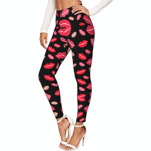 Leggings de compresión moldeadores para mujer con estampado de labios original para diario