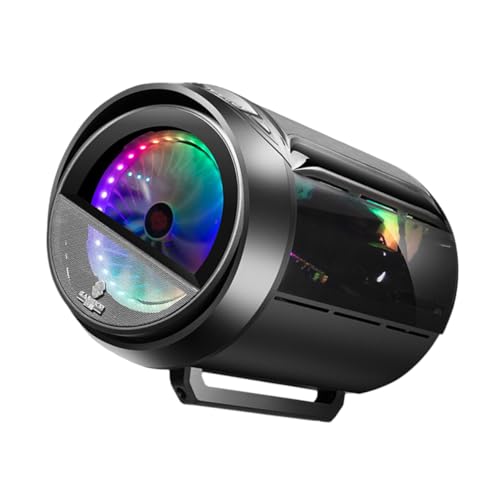 Gabinete de PC BESPORTBLE Modificado Circular RGB con Panel Lateral Panorámico, Negro, para Juegos y Ensambles Personalizados