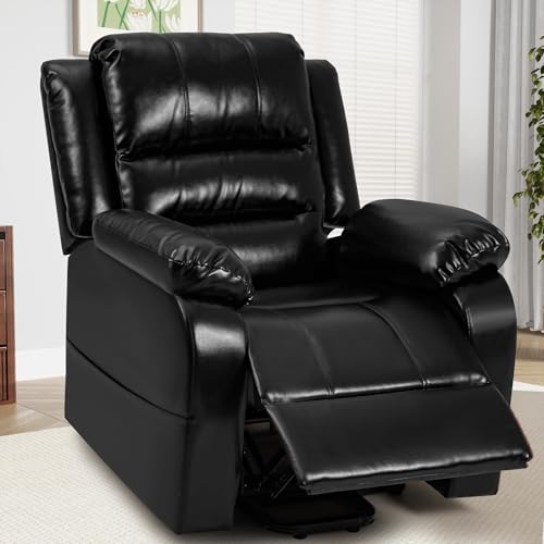 Sillón Confort Cuero Transpirable Reclinable Negro miniatura 1
