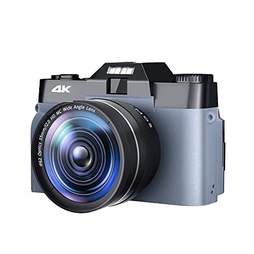Caméra selfie numérique 4K avec écran rabattable, zoom 16X et carte 32G pour vlog